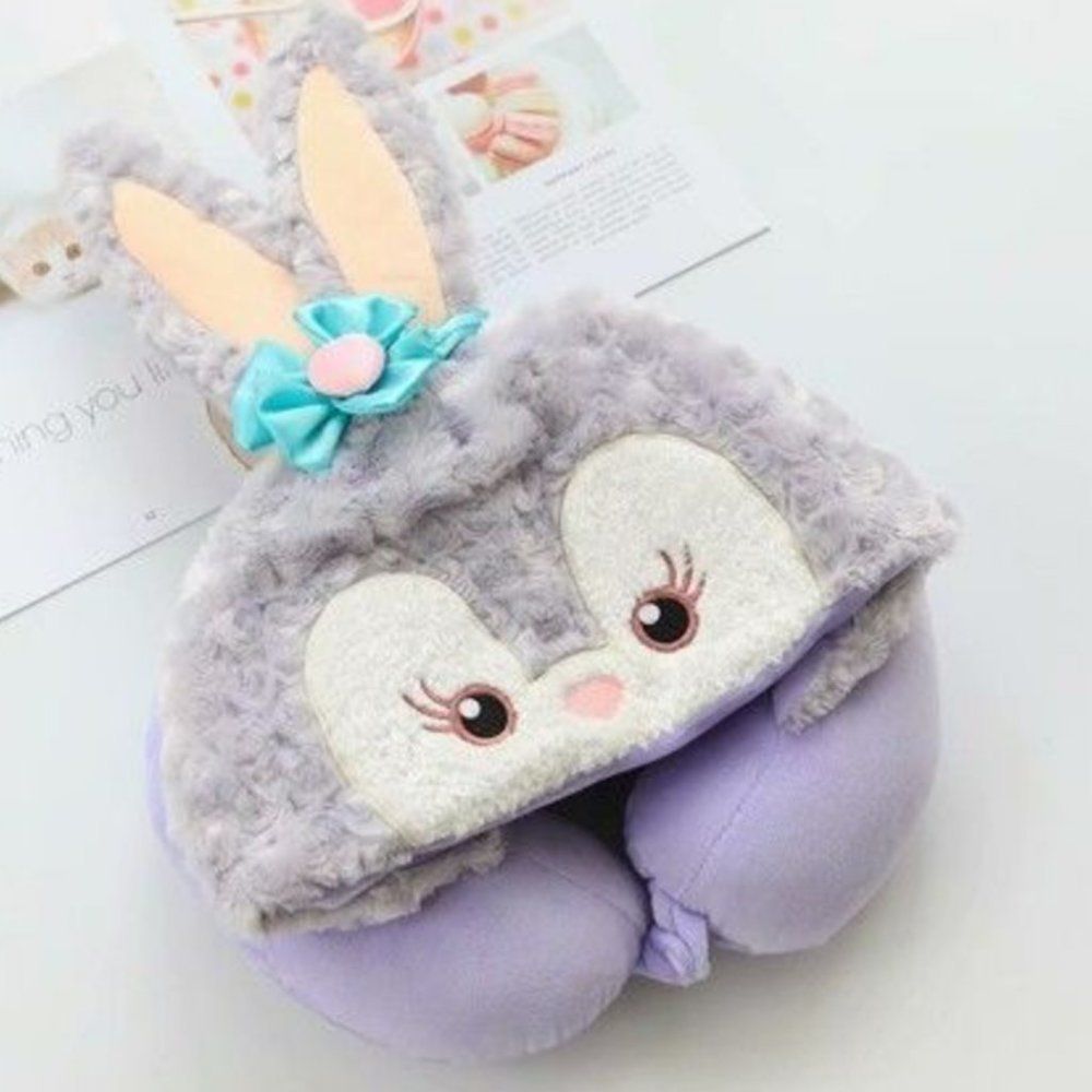 Purple Rabbit Travel Pillow Cushion Hat